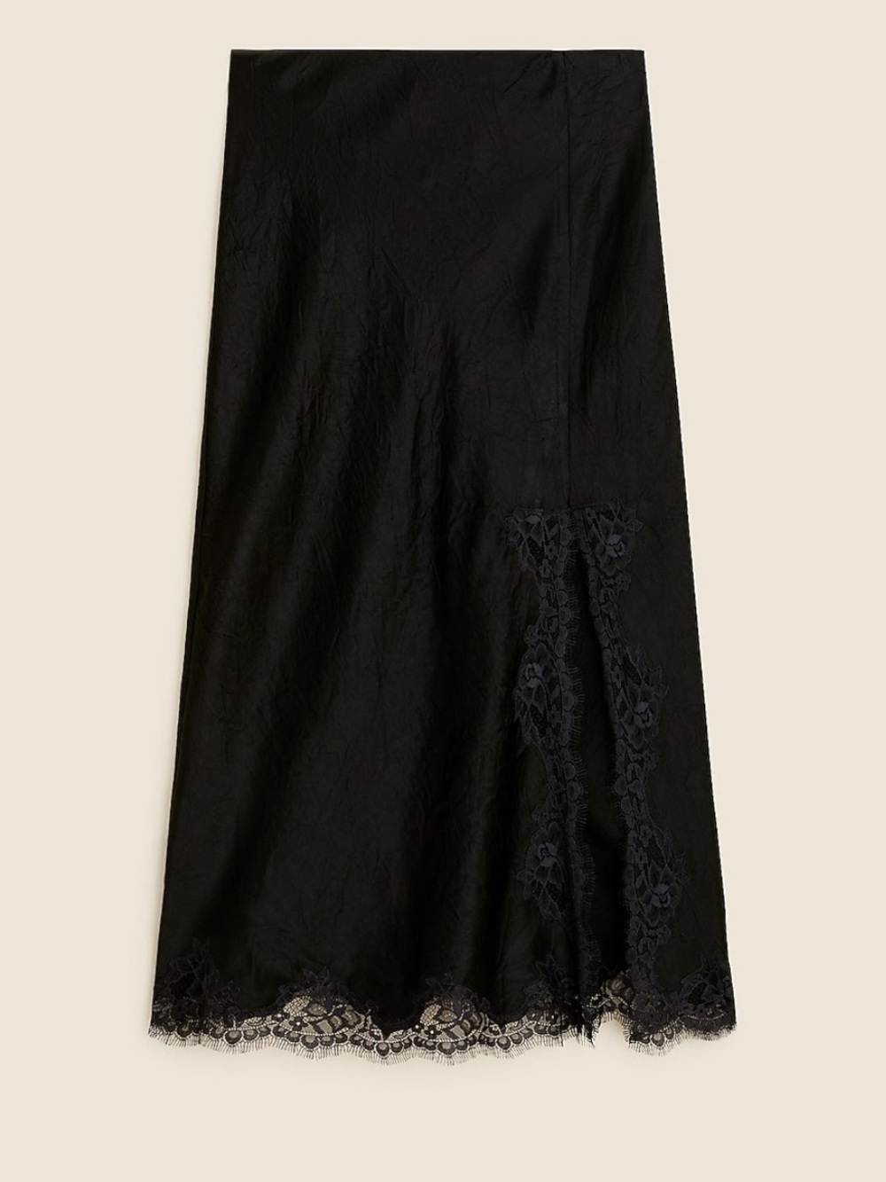 Gwyneth lace trim slip skirt in textured satin